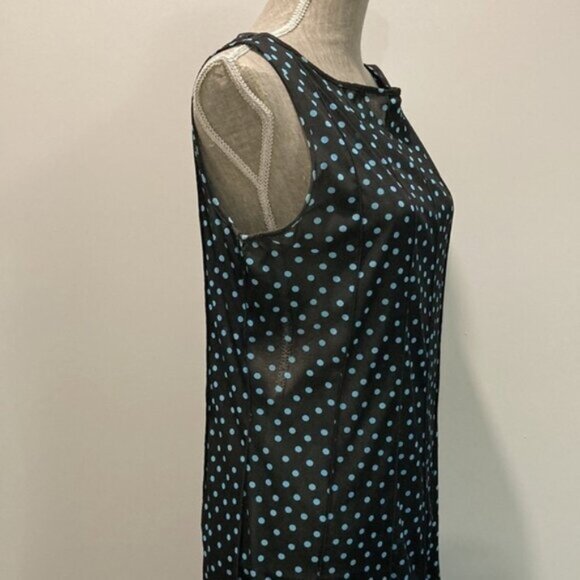 LAURA Black Sheer Polka Dot Sleeveless Dress 14 - Picture 6 of 12